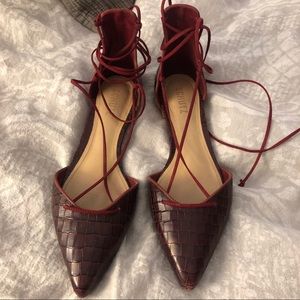 SCHUTZ maroon tie up flat